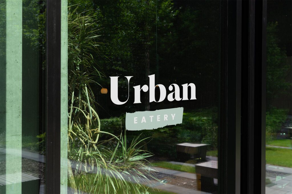 retail storefront using window decals to showcase their brand