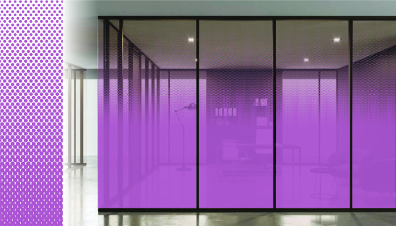 example of one of Artople's custom gradient window film creating a color transition