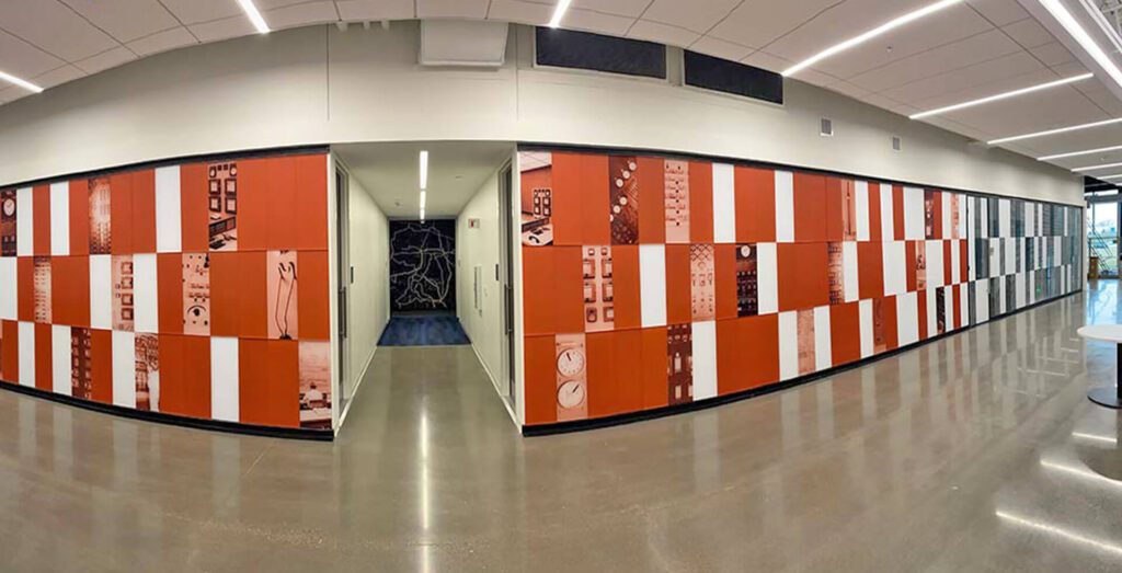 wall mural being leveraged to showcase a business's story