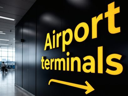 Way finding signage in airport terminal